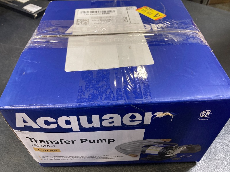 Photo 1 of Acquaer Portable Electric Utility Water Transfer Pump 115V 1/10 HP with Suction Hose Kit, Low Suction Water Removal for Water Beds, Pools, Rain Barrel, Aquariums