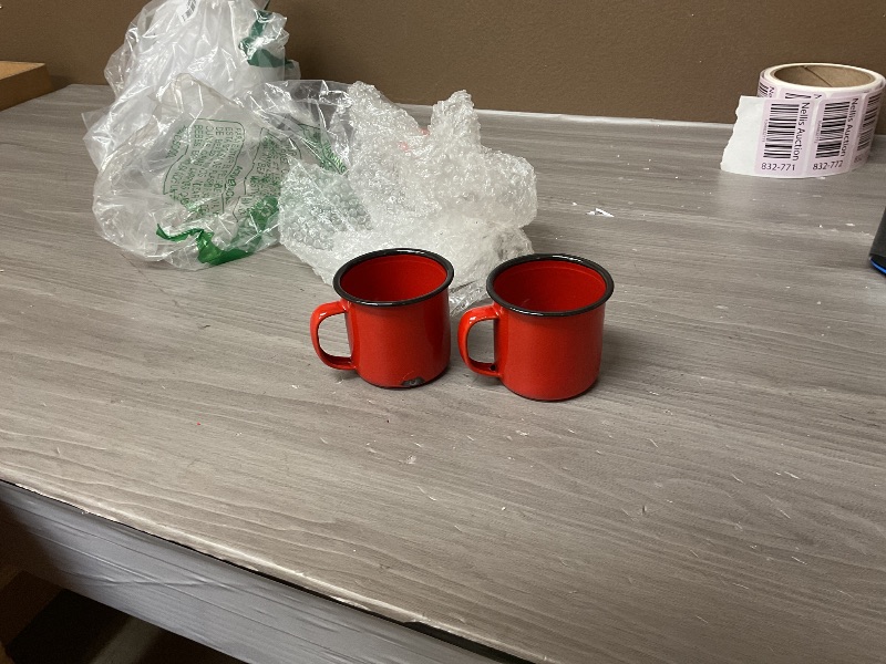 Photo 1 of Espresso small UPKOCH Retro Enamel Drinking Cups, Red Enamel Mugs for Hotpot Restaurants, Guesthouses, and Home Use, 2Pcs, 3.14 X 2.36 X 2.36 Inch, Heat-Resistant for Coffee, Tea, and Water