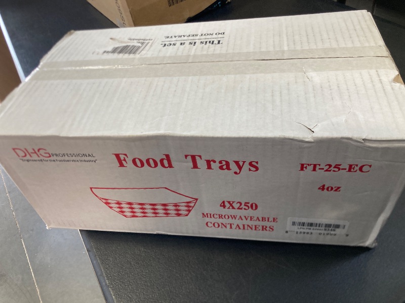 Photo 1 of DHG PROFESSIONAL Case of 1000 Paper Food Trays, Popcorn, Nacho, Burger (Size 25, 1/4 lb)