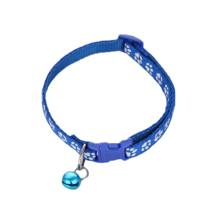 Photo 1 of Adjustable Paw Print Bell Pet Nylon Collar Cat Small Dog Kitten Puppy Colorful Blue 
