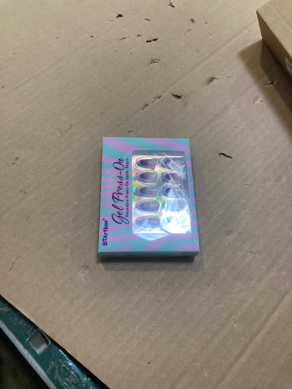 Photo 1 of BTArtbox French Tip Press On Nails - Almond Ombre Press On Nails Medium, Glue On Nails with Glitters, Supremely Fit & Natural Reusable Stick On Nails in 15 Sizes, Twilight