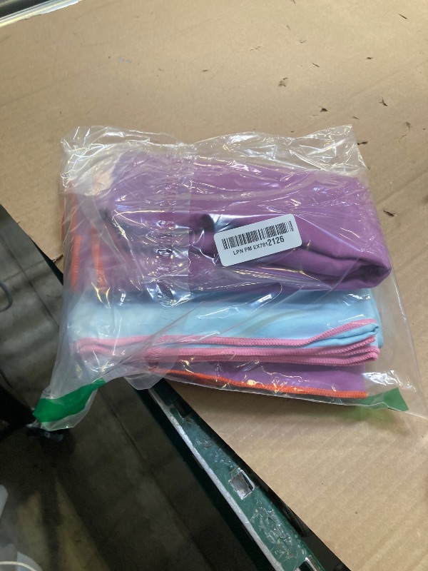 Photo 1 of Eunzel 2 Pack Hot Yoga Towel Non-Slip Yoga Mat Towel Ultra-Absorbent Microfiber Towel for Hot Yoga, Pilates?Bikram and Workout 26.5"x 72", Blue/Pink& Purple/Orange