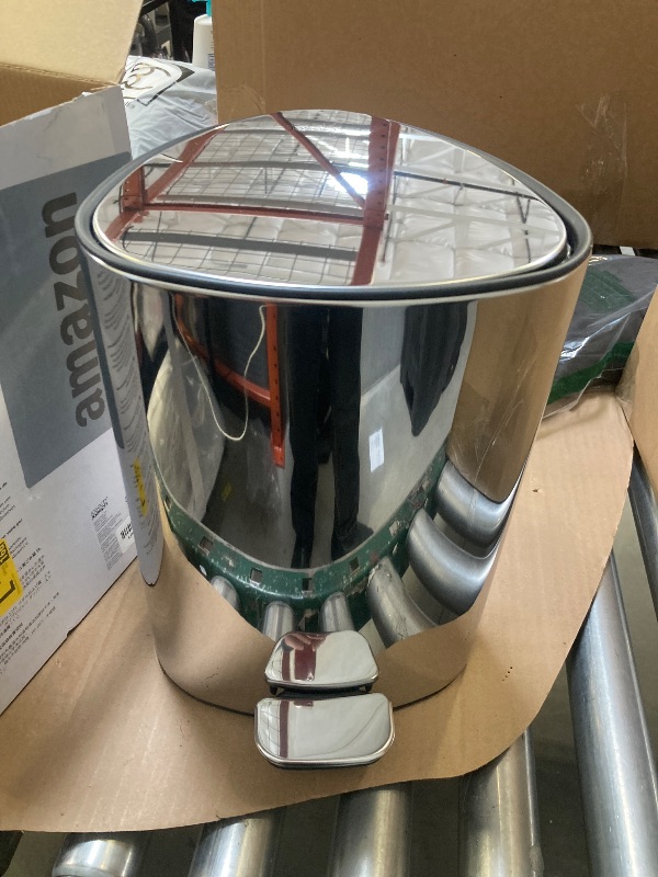 Photo 1 of Joseph Joseph EasyStore Luxe Stainless Steel 5 Liter Pedal/1.3 Gallon Trash Can with Bin Liner Storage, Soft-Close Lid, Removable Inner Bucket, for Bathroom, Bedroom, Office