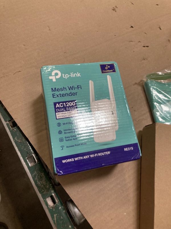 Photo 1 of TP-Link AC1200 WiFi Extender, 2025 Wirecutter Best WiFi Extender, 1.2Gbps Home Signal Booster, Dual Band 5GHz/2.4GHz, Up to 1600 Sq.ft and 32 Devices, EasyMesh Compatible, One Ethernet Port (RE315)