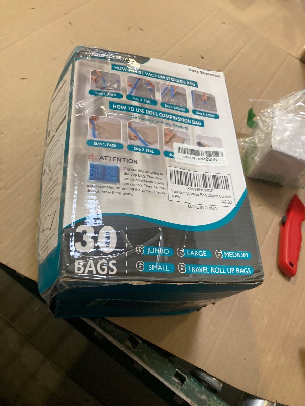 Photo 1 of 30 Pack Vacuum Storage Bags, Space Saver Vacuum Storage Bags, Vacuum Seal Bags for Clothing, Clothes, Comforters and Blankets, Hand Pump Included