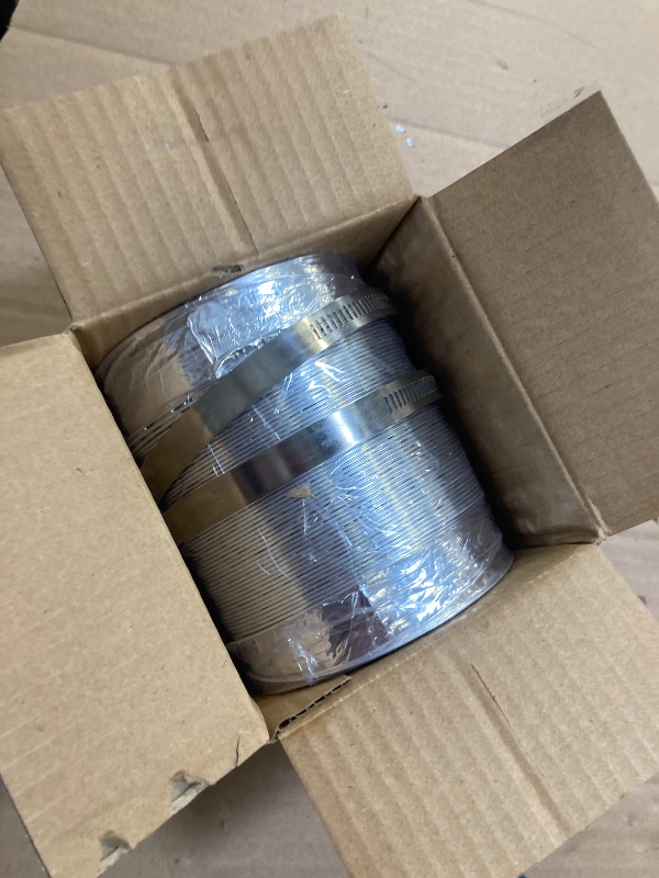 Photo 1 of Funmit Dryer Vent Hose Kit - 4 In Diameter by 5 Ft Length - with 2 Stainless Steel Worm Clamp - Flexible Universal Aluminum Foil Non-Insulated - Silver