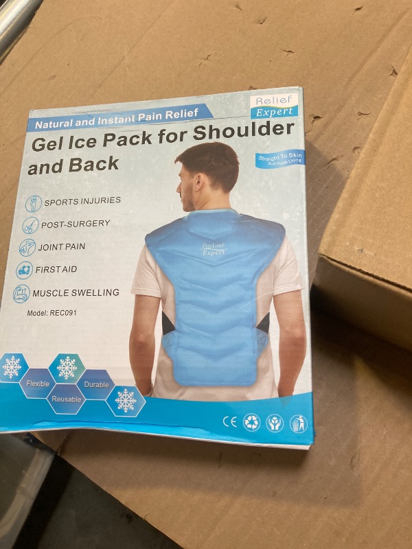 Photo 1 of Relief Expert Large Back and Shoulder Ice Pack Wrap – Reusable Gel Cold Pack with Dual-Sided Fabric and Adjustable Straps, Soft Plush Lining for Upper Back Cold Therapy and Post-Workout Recovery