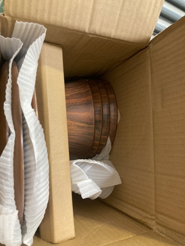 Photo 1 of TP 12-Piece Dinnerware Set, Melamine Dishes Set with Bowls and Plates, Non-breakable and Lightweight Dinner Service for 4, Wood Grain