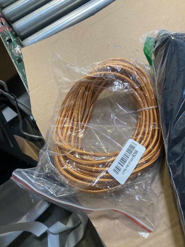 Photo 1 of Helunsi 32.8ft Cloth Covered Lamp Cord, 18 AWG 2 Conductor Gold Vintage Electrical Cord Braided Electrical Wire, 18 Gauge Round Rayon Fabric Covered Wire for DIY Antique Industrial Lighting Project