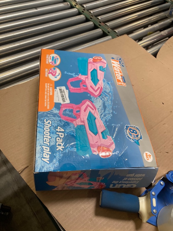 Photo 1 of 4 Pcs Water  for Kids, Super Squirt Guns Water Soaker Blaster - 4 Shooting Modes Switch - 26 Ft Long Shooting Range - Summer Water Toys Gun for Boys Girls Adults Outdoor Pool/Garden - Pink