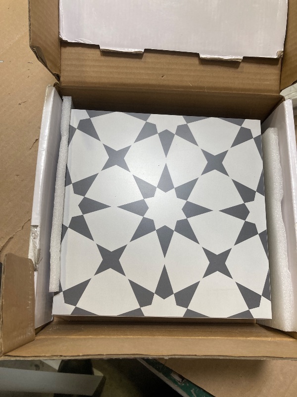 Photo 1 of INNO STICKERS Peel and Stick Floor and Wall Tile for Bathroom Kitchen - SPC Vinyl Self Adhesive Flooring - 9x9In Marrakech Patterned Groutless Backsplash - 16 Tiles, 9.12 Sq Ft