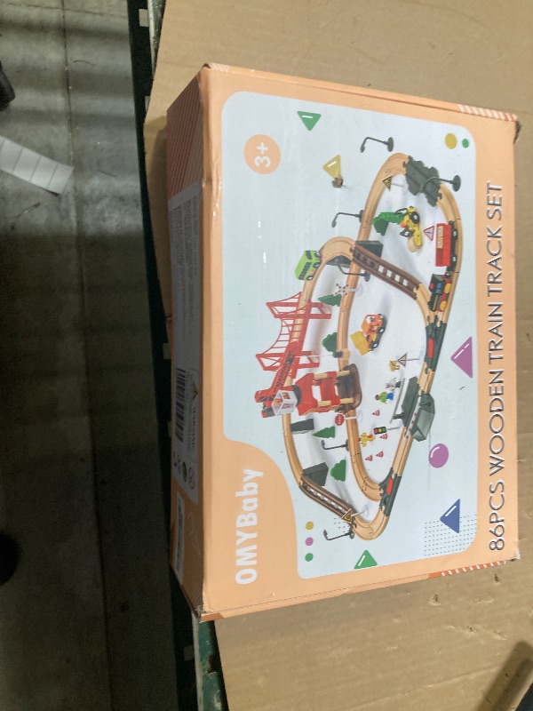 Photo 1 of 86pcs Wooden Train Set with Crane, Wooden Train Track Set Railway Kits Fits Thomas Brio IKEA Melissa and Doug, Christmas Train Toys for Kids & Toddlers 3-5 Years Old Boys and Girls