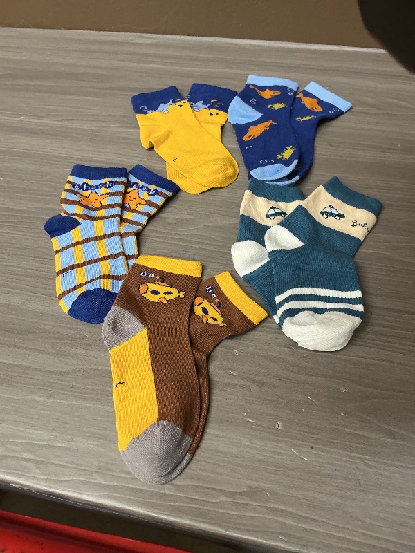 Photo 1 of See picture …………Padgene 10 Pairs Kids Boys Fun Novelty Socks Toddler None Slip Cotton Crew Dress Socks Cartoon Dinosaur Car Shark Crocodile Space Anime Stripes