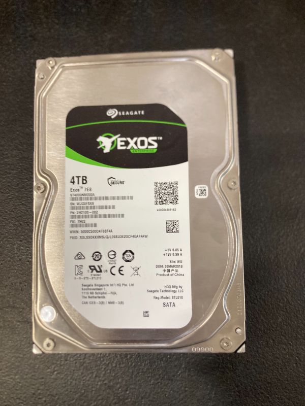 Photo 1 of Seagate Exos 7E8 4TB Internal Hard Drive Enterprise HDD – 3.5 Inch 512n SATA 6Gb/s, 7200RPM, 256MB Cache – Frustration Free Packaging (ST4000NM000A)
