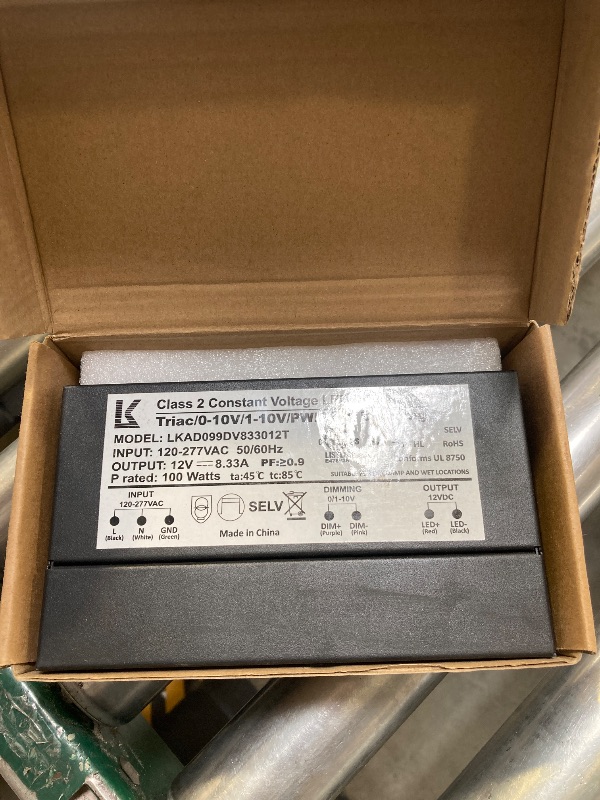 Photo 1 of 12V 100W Dimmable LED Driver, 5-in-1 Triac/ELV/MLV/0-10V/1-10V/PWM/V-R Dimming AC to DC Power Supply, IP67 Waterproof LED Transformer, UL Listed, Compatible with Lutron & Leviton Dimmer