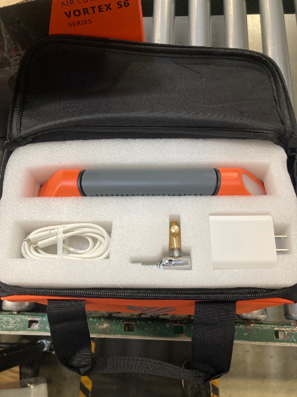 Photo 1 of ETENWOLF VORTEX S6 Tire Inflator Portable Air Compressor for Heavy-duty Vehicle, Cordless Air Pump for Car & Inflatables with 19200 mAh Battery, 100% Duty Cycle & Dual Cylinder Bike Pump, Vivid Orange