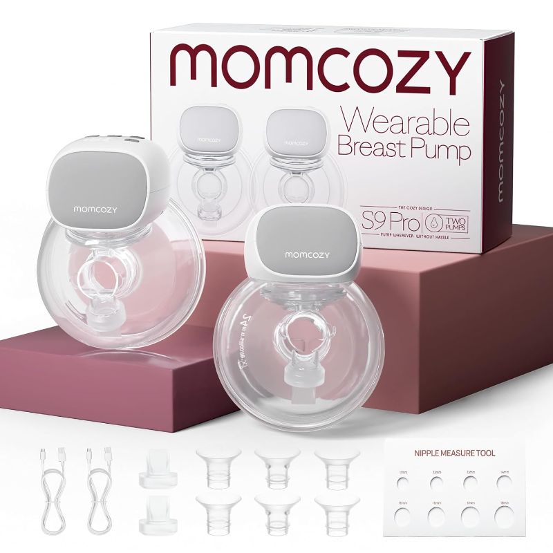 Photo 1 of Momcozy S9 Pro Upgraded Wearable Breast Pump, Hands-Free Design with Extended Battery Life & LED Display, Double Electric Portable Pump with 2 Modes & 9 Levels, 24mm, 2-Pack, Gray
