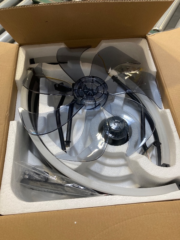 Photo 1 of ZMISHIBO Ceiling Fans with Lights and Remote, 19.7'' Low Profile Ceiling Fan, 3000-6000K Dimmable Modern Flush Mount LED Fan Light, 6 Wind Speeds, Black Fandelier Ceiling Fans for Bedroom