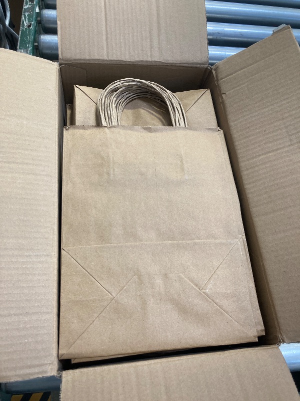 Photo 1 of BagDream Gift Bags 8x4.25x10.5 100Pcs Kraft Brown Paper Gift Bags with Handles Bulk for Wedding, Party Favor, Grocery, Shopping, Retail, Merchandise Medium Paper Sacks