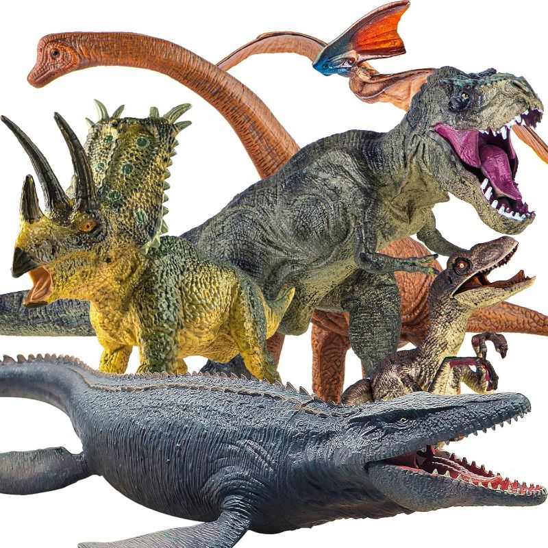 Photo 1 of 6PCS Jumbo Dinosaur Toy Set, Realistic Dinosaurs Toys for Kids - Large Dino Playset for Boys and Girls 3 4 5 6 7 Year Old Children Birthday Dinosaur Lovers
