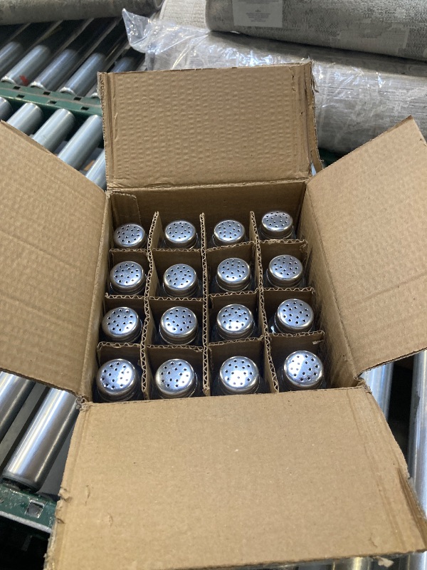 Photo 1 of Bokon 48 Pack Glass Salt Shaker Bulk with Stainless Lids Tops 2.7oz Small Spice Shaker for Kitchen Restaurants and Catering Wedding Party Supplies (Round)