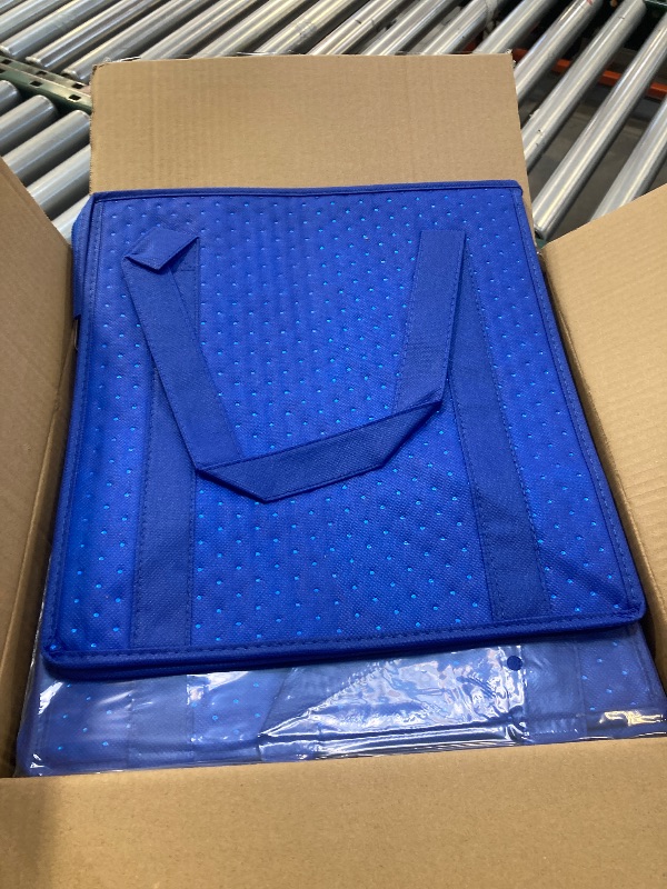 Photo 1 of 20 Pcs Insulated Shopping Bags for Groceries with Sturdy Zipper and Handles Large Foldable Washable Cooler Reusable Cooler Bags for Hot Cold Food Transport Travel Lunch (Black Blue)