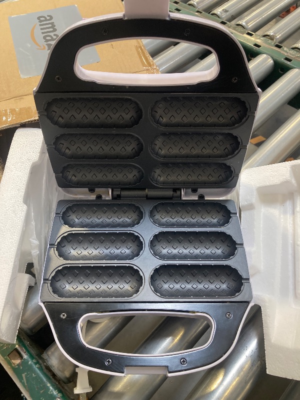 Photo 1 of Corn Dog Waffle Maker, Hot Dog Waffle Machine with Non-stick Coating Plate, Hot Dog Maker Toaster Make 6 Corn Dogs, Corn Dog Waffle Machine Make Corn Dog in Minutes, Easy to Clean, White