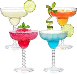 Photo 1 of TOPZEA Acrylic Margarita Glasses Set of 4, 13.5 oz Shatter-proof Plastic Daiquiri Cocktail Cup, Unbreakable Martini Champagne Coupe Glasses Drinkware for Poolside, Bar, Party, BPA-free, Reusable