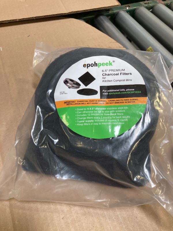 Photo 1 of Epohpeek Compost Bin Filters Charcoal - Filter Replacement for Kitchen Pail Composter, 12 Pack Extra Thick (1cm) Fits Gallon Bucket Countertop Bins - Activated Carbon, 6 Round 6 Square, Both 6.5”