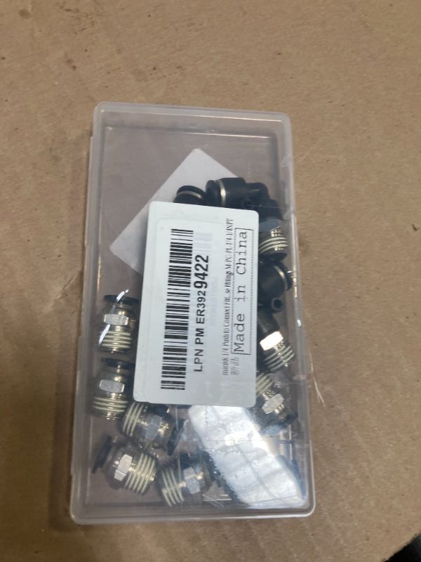 Photo 1 of mankk 12PCS 1/4 Inch Tube OD x 1/4 Inch NPT Thread Elbow and Straight Combination 1/4 Push to Connect Fittings Pneumatic Fitting Kit Air Hose Quick Connect Fittings