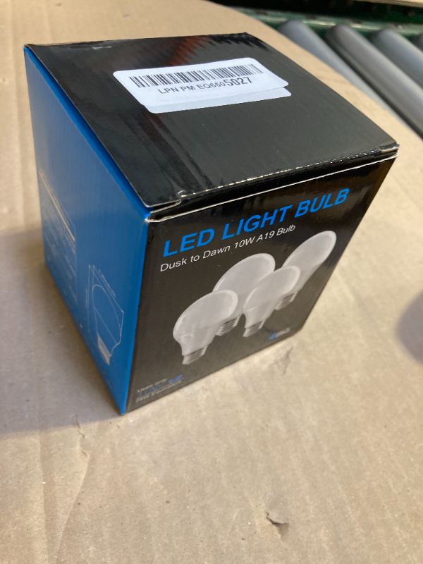 Photo 1 of GEPLAD 4 Pack Dusk to Dawn Light Bulbs Outdoor, 2700K Warm White 1100LM,Sensor A19 LED Light Bulb, Auto on/Off Photocell Automatic for Indoor & Outdoor Lighting (Non-Dimmable)