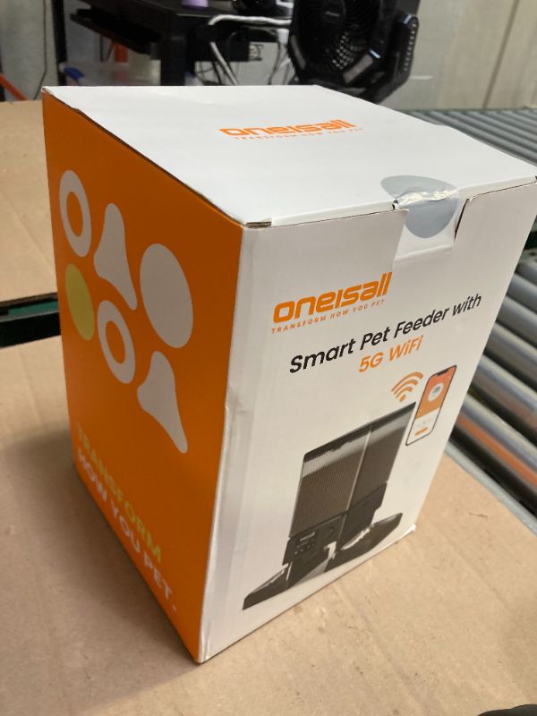 Photo 1 of oneisall Automatic Cat Feeder with 5G WiFi, Automatic Cat Food Dispenser for 2 Cats Small Pets, 20 Cups/5L Timed Dry Food Dispenser with APP Control***FACTORY SEALED