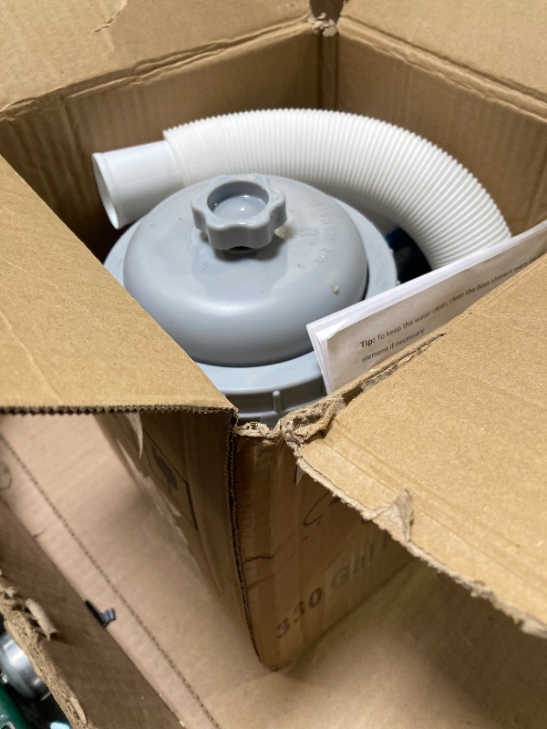 Photo 1 of Filter Pump for Above Ground Pools 330 GPH Pump Flow Rate Pool Filter for Inflatable Swimming Pool Pump Crystal Clear Filter Pump with 2 Filter Pump Cartridges