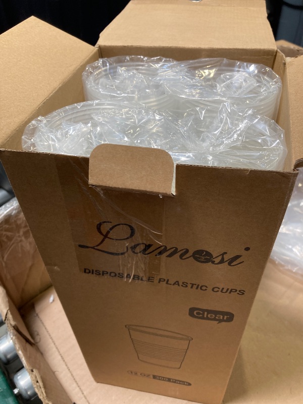 Photo 1 of Lamosi 300 Pack 12 oz Clear Plastic Cups,12 Ounce Disposable Cups, Cold Drinking Cups for Party, Picnic, BBQ, Travel, Halloween, Christmas, Events