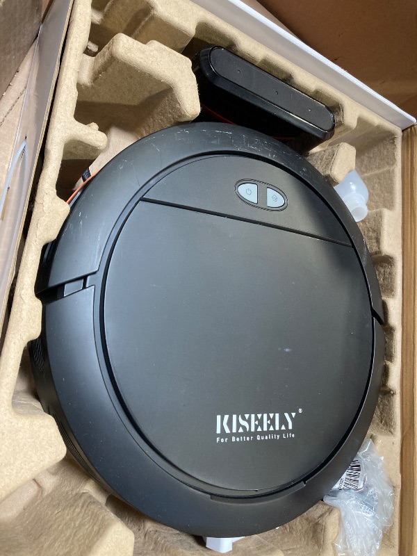Photo 1 of Kiseely Robot Vacuum Cleaner with Mop, 4000Pa Robotic Vacuum with Self-Charging, App Control, Adjustable Suction Power Robotic Vacuum for Hard Floor, Pet Hair and Low-Piled Carpet (Black U18)