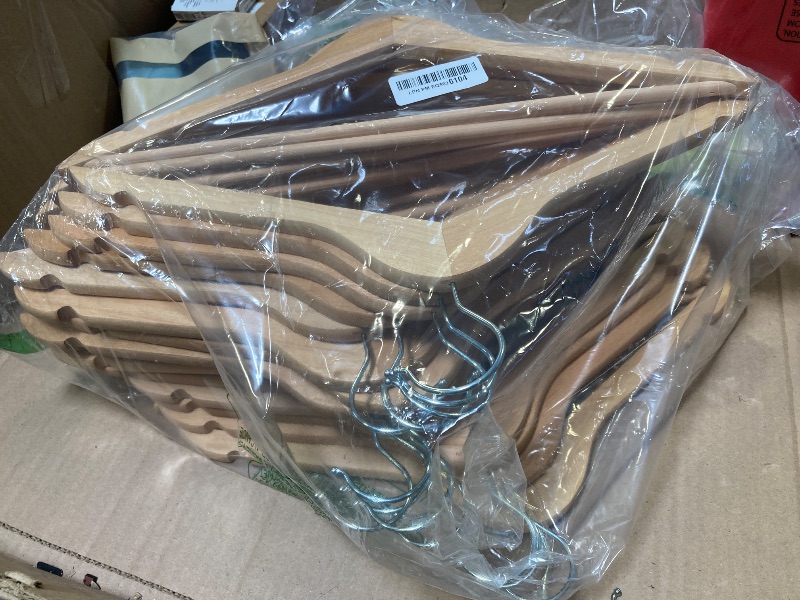 Photo 1 of Amazon Basics Wood Suit Clothes Hangers, 30-Pack, Natural