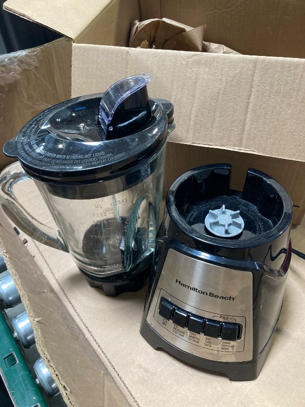 Photo 1 of Hamilton Beach Power Elite Wave Action Blender For Smoothies, 40 Oz Glass Jar, 12 Functions Including Puree, Crush Ice, 700 Watts - Black (58148A)