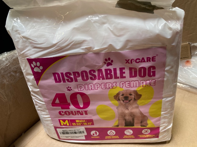 Photo 1 of XPCARE 40 Count Disposable Female Dog Diapers, Super Absorbent, Leak Proof, Dog Diapers,Dog Period Diaper Female, for Incontinence, Estrus Female Dogs (Medium)