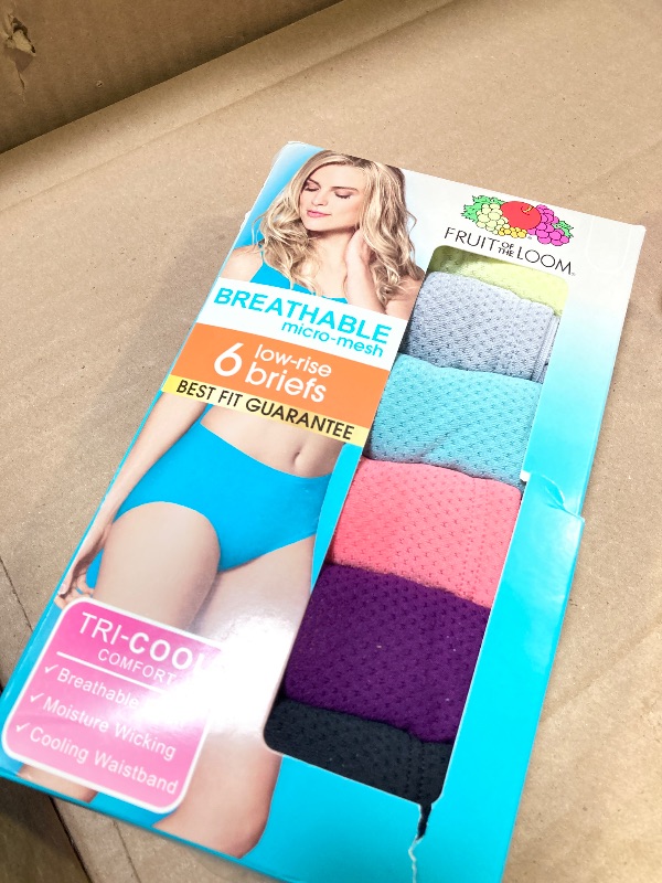 Photo 1 of L-----Fruit of the Loom Women's Underwear Breathable Panties, Low Rise Brief - Micro Mesh - 6 Pack, 7