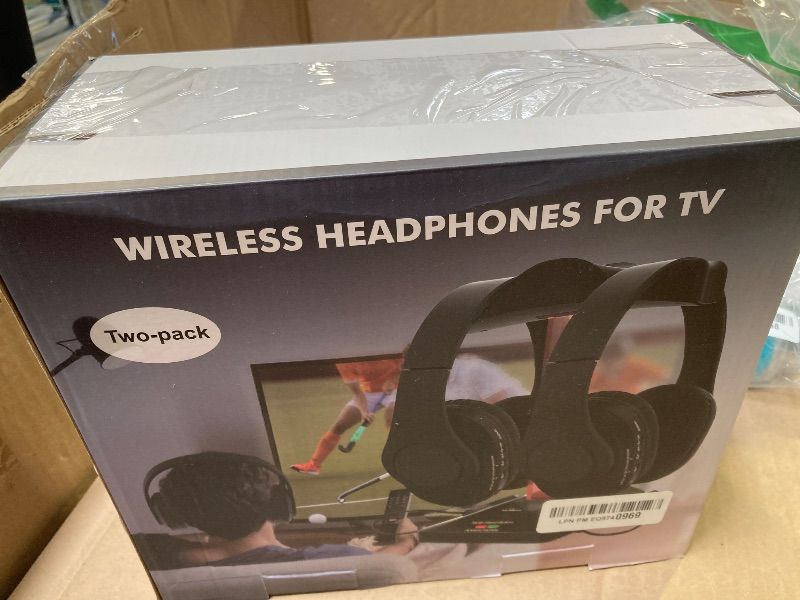 Photo 1 of WallarGe Dual Wireless Headphones for TV Watching with RF Transmitter, Bluetooth Over-On Ear TV Headphones Wireless for Seniors, No Lip-Sync Delay, Plug & Play. Set of Two