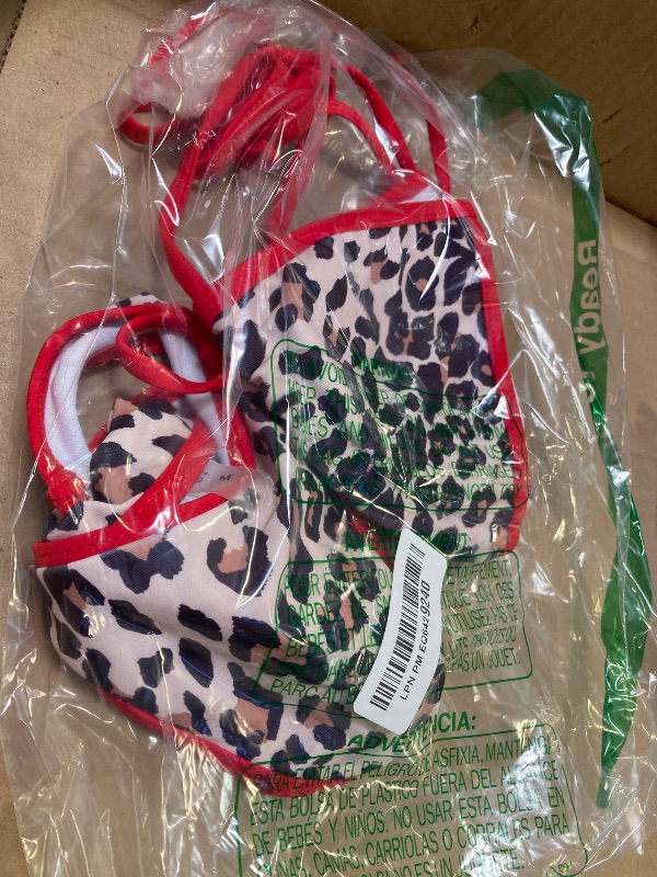 Photo 1 of SweatyRocks Women's Leopard Print Cheeky Bikini Set High Cut Halter Swimsuit 2 Piece Bathing Suit Multicolor Medium