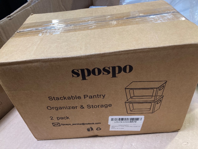 Photo 1 of 2 Pack Trash Bag Holder with Bamboo Lid, Stackable Trashbag Dispenser, Extra Large Garbage Bag Holder for Kitchen Laundry Room Under Sink Organization and Storage