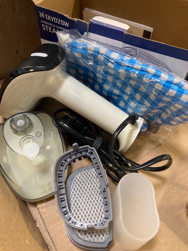 Photo 1 of Powerful Handheld Fabric Steamer - 1800W with Fast Ceramic Heat-Up Plate, 2-in-1 Ironing & Wrinkle Remover, Steam Nozzle, Lint Brush - White, for US 120V Only