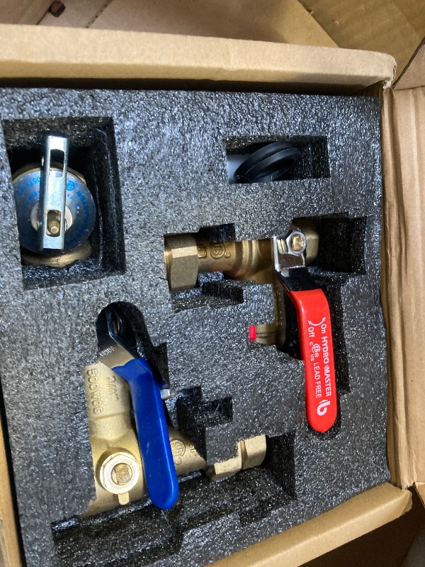 Photo 1 of HYDRO MASTER Tankless Water Heater Service Valve Kit with Pressure Relief Valve 3/4-Inch IPS Isolator Clean Brass