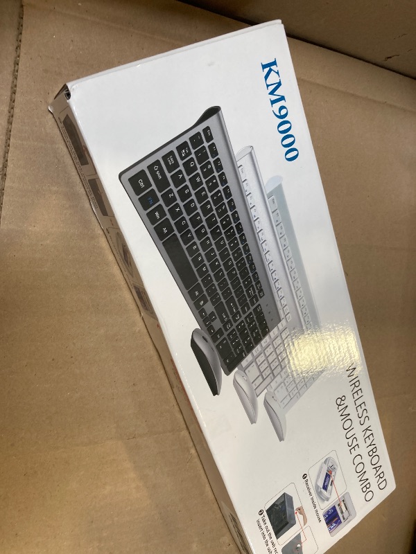 Photo 1 of TopMate Wireless Keyboard and Mouse Ultra Slim Combo, 2.4G Silent Compact USB Mouse and Scissor Switch Keyboard Set with Cover, 2 AA and 2 AAA Batteries, for PC/Laptop/Windows/Mac - Blue Black