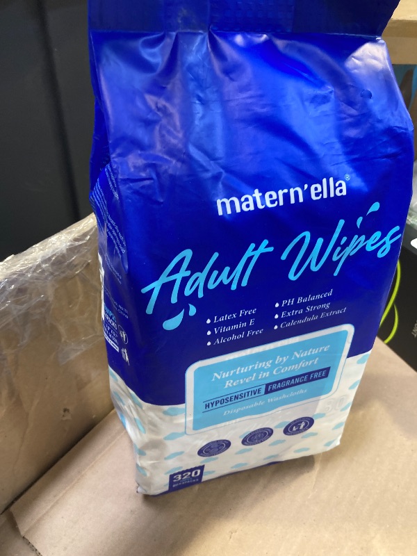 Photo 1 of MATERN'ELLA Adult Wet Wipes, Cleansing Wash Cloths for Elderly Care, 99% Pure Water for Incontinence, Personal Bath, Alcohol-Free, 4 Flip-Top Packs(320 Wipes Total)