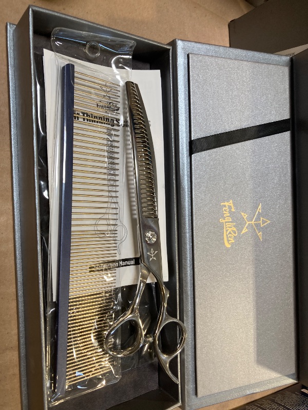 Photo 1 of High-end Professional Dog Grooming Curved Thinning Scissors Teeth Blending Shears Pet Texturizing Thinner Blender Shears 7.5 Inch Extremely Very Sharp Made Of Stainless Steel Alloy For Dog Cat Groomer