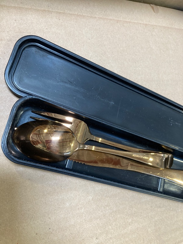 Photo 1 of Selafun 4-pieces Travel Set with Case Portable Silverware Utensils Set for work, Stainless Steel Reusable Flatware Set Cutlery Set for Camping Picnic Hiking Office (6.7inch, Rose Gold)