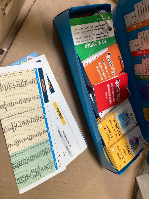 Photo 1 of Study Key 500+ English-Spanish Flash Cards for Adults & Kids Ages 15+ – Covering Verb Conjugation, Nouns, Adjectives & Phrases to Learn Spanish for Adult Beginners
