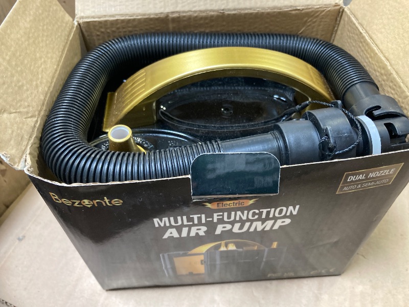Photo 1 of Bezente Balloon Pump Electric, 3-in-1 Portable Black Gold Electric Air Machine Balloon Pump Dual Nozzle Balloon Inflator for Inflatables and Latex 260q Foil Balloons